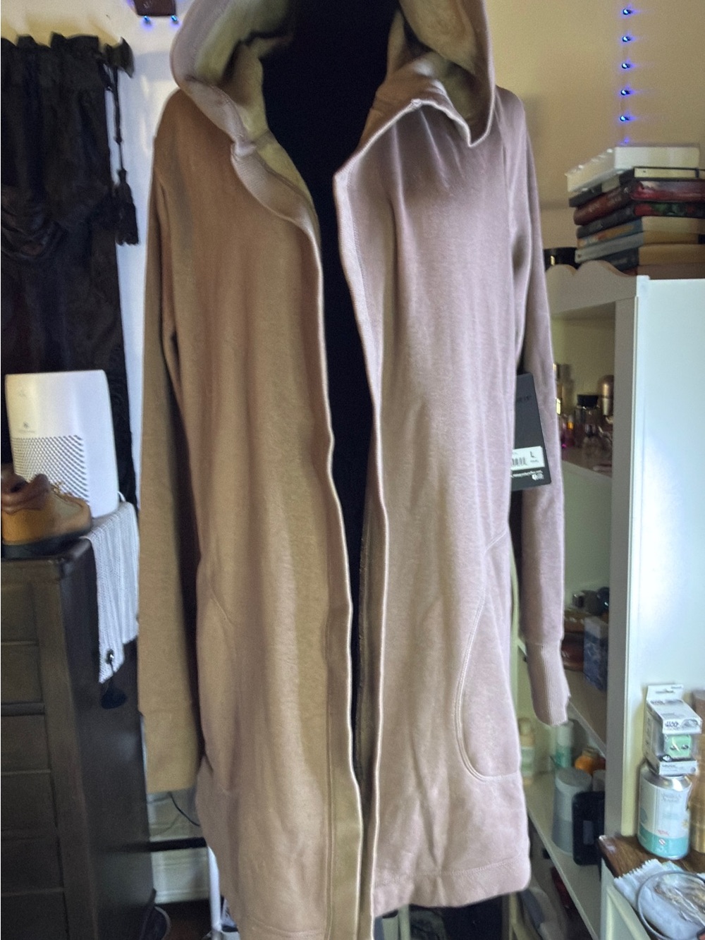 90 Degree By Reflex Long Hooded Cardigan in Iron